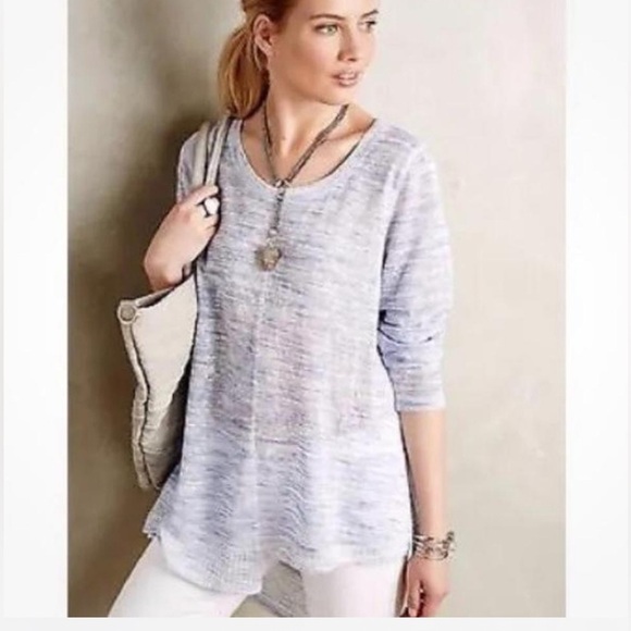 Akemi &Kin Anthropologie the Ezri marled knit asymmetrical‎ tunic top Large - Picture 2 of 11